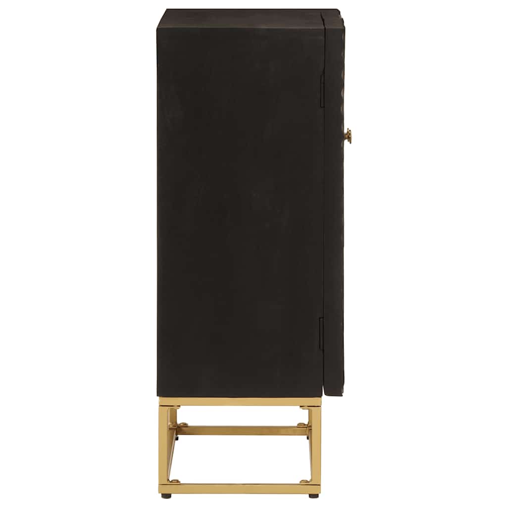 Sideboard, black, 55x30x76cm, solid mango wood and iron