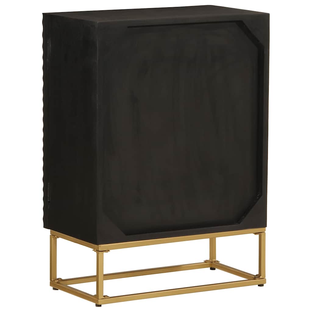 Sideboard, black, 55x30x76cm, solid mango wood and iron