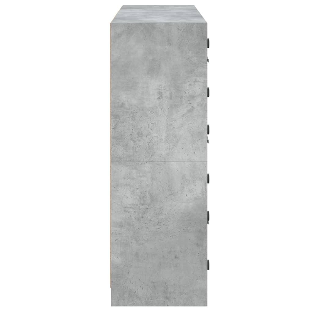 Grāmatu plaukts ar durvīm, betona pelēks, 136x37x109cm, koks