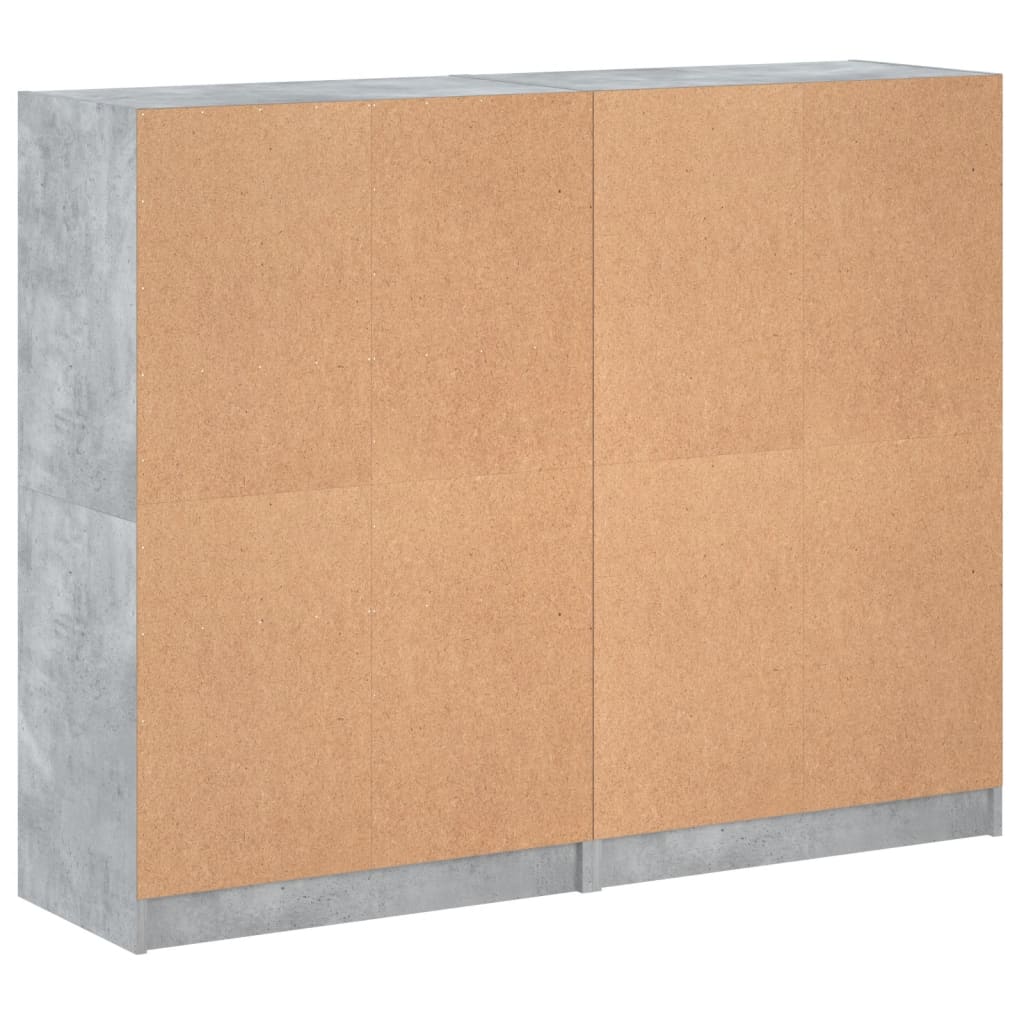 Grāmatu plaukts ar durvīm, betona pelēks, 136x37x109cm, koks