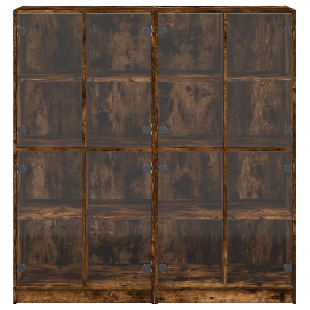 Knygų spinta su durelėmis, dūminė ąžuolo, 136x37x142cm, mediena