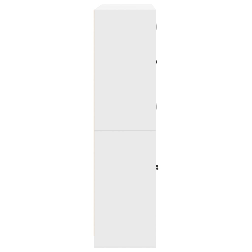 Bookcase with doors, white, 136x37x142cm, wood