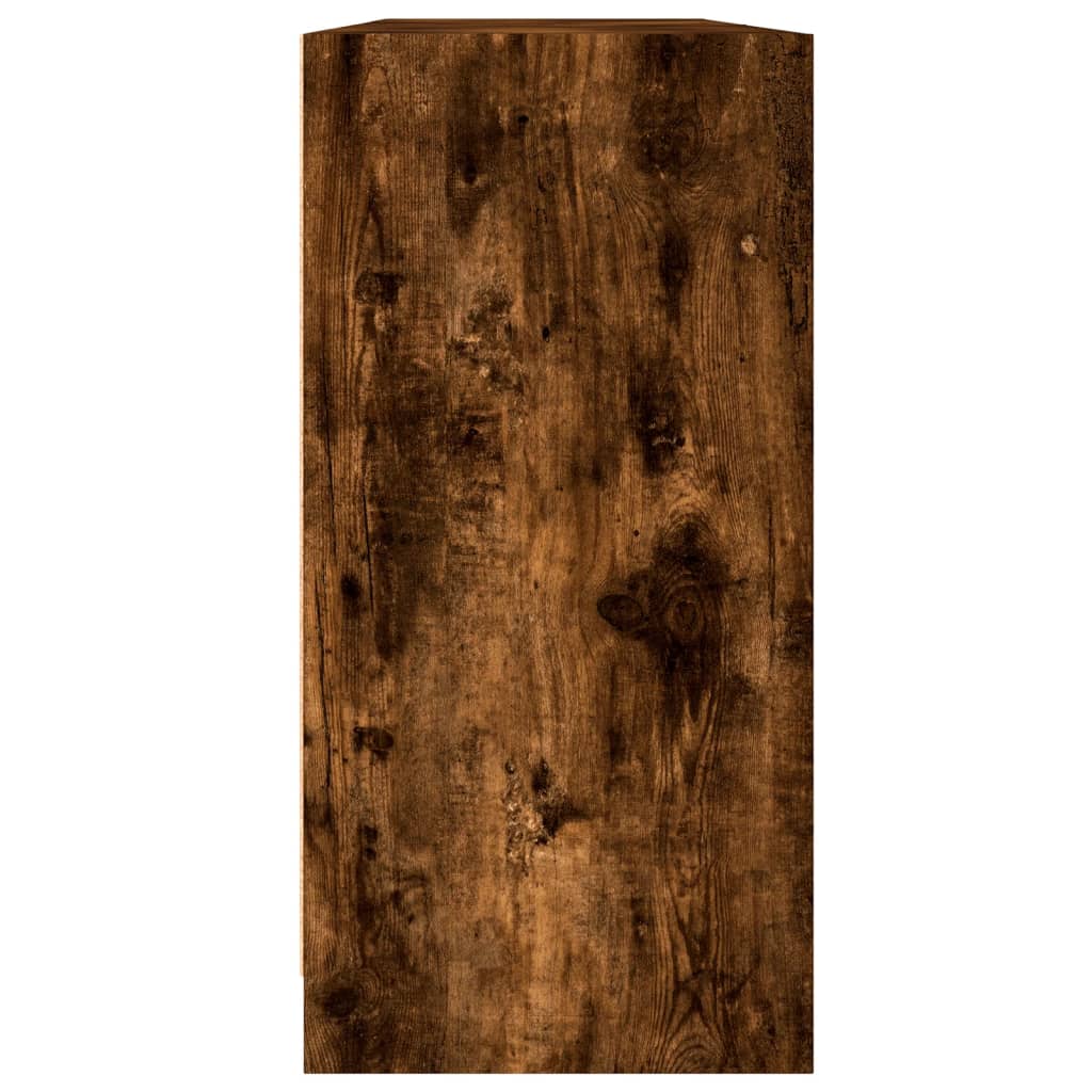 Bookcase with doors, smoked oak, 204x37x75cm, wood
