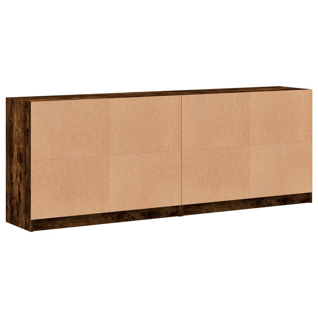 Bookcase with doors, smoked oak, 204x37x75cm, wood