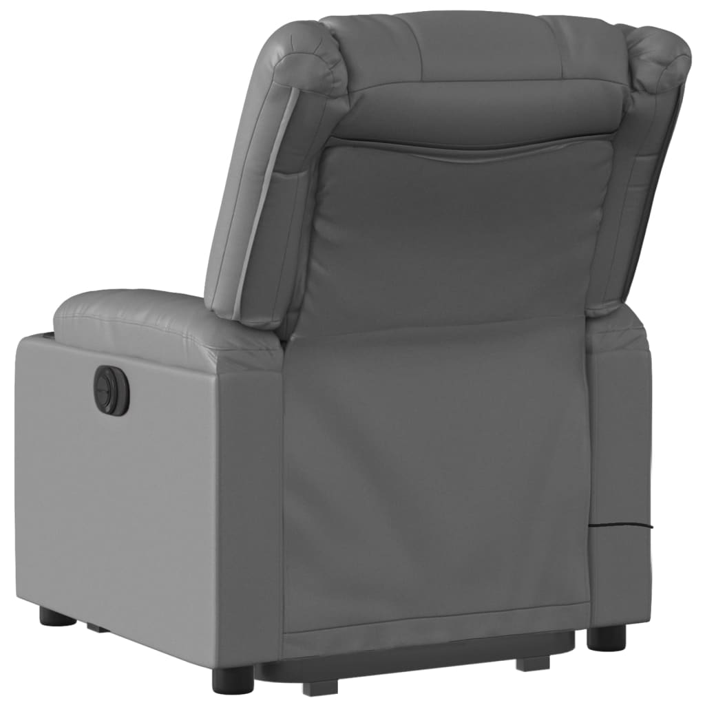 Reclining massage chair, grey, artificial leather