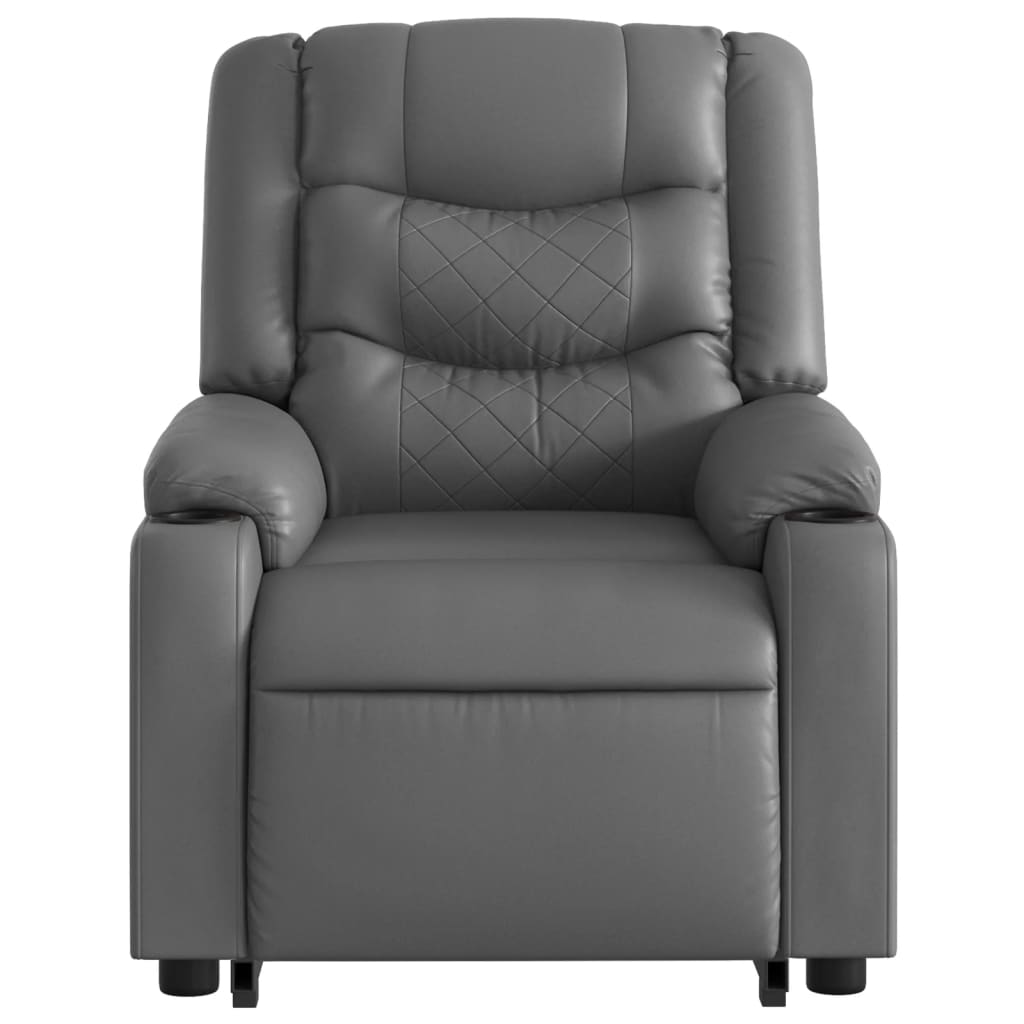 Reclining massage chair, grey, artificial leather