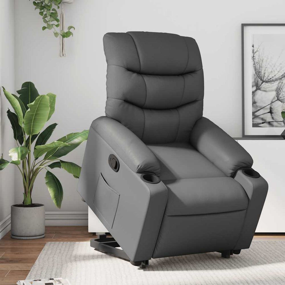 Recliner, grey, artificial leather