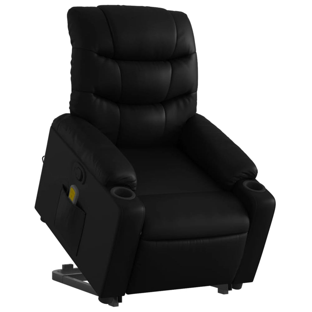 Reclining massage chair, black, artificial leather