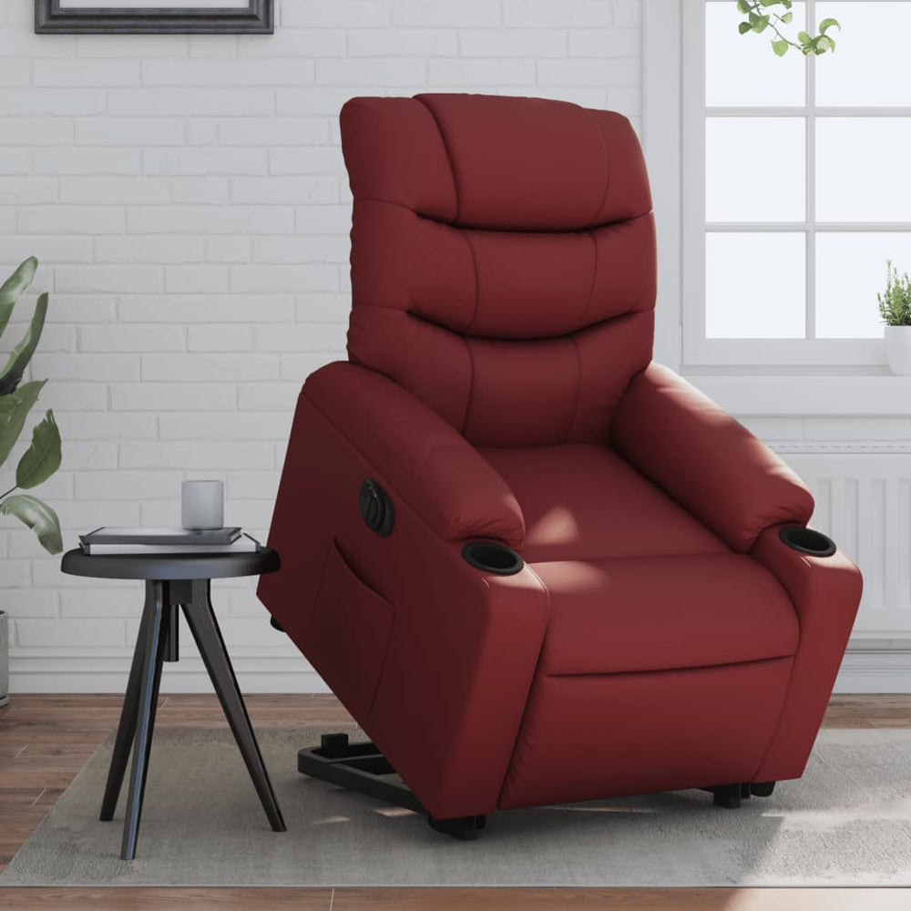 Electric lift chair, red wine, artificial leather