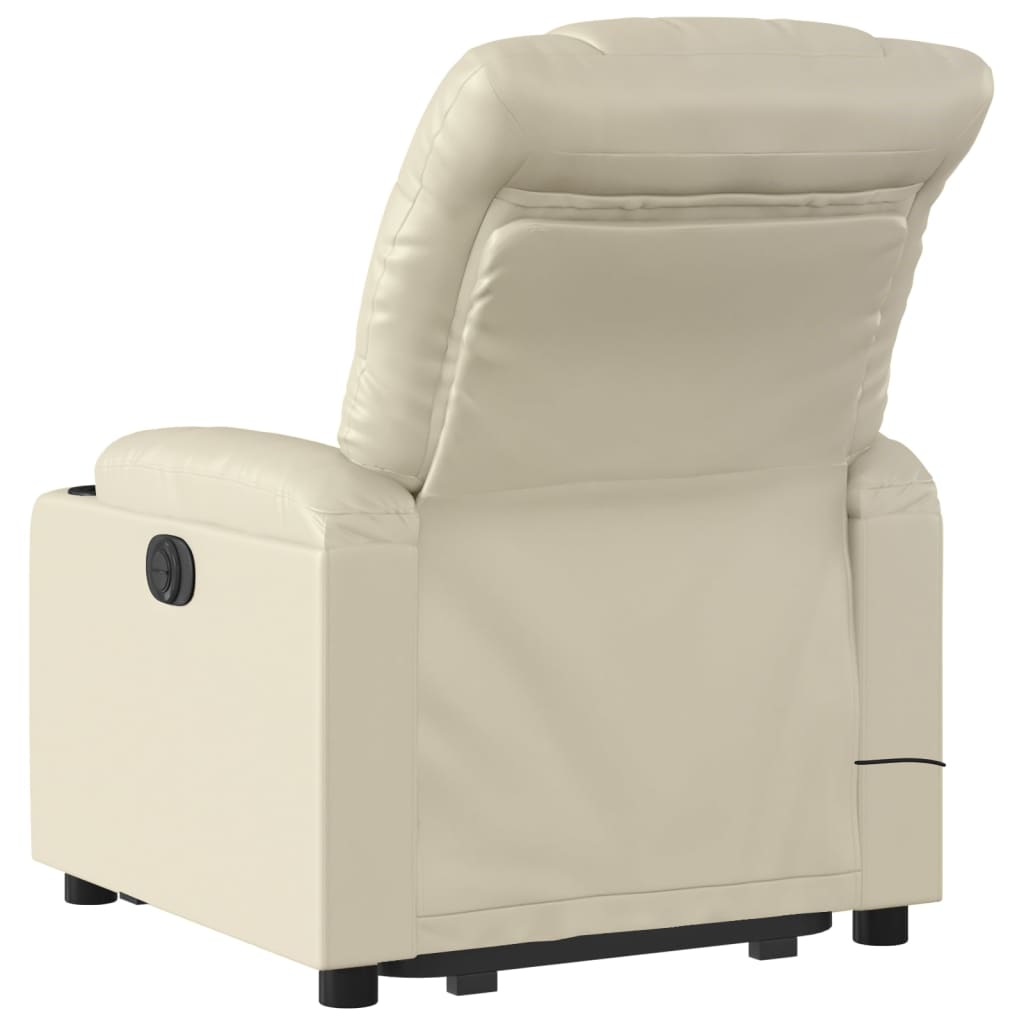 Reclining massage chair, cream, faux leather