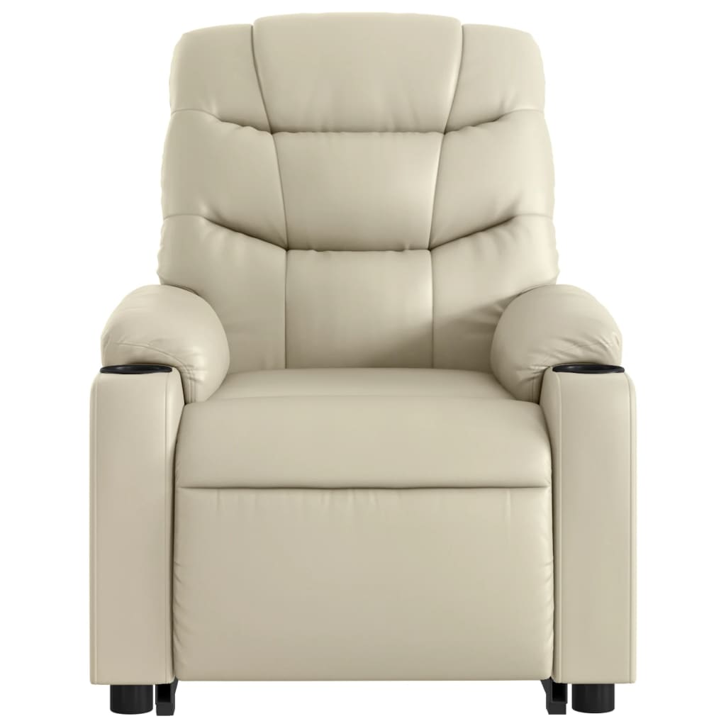 Reclining massage chair, cream, faux leather