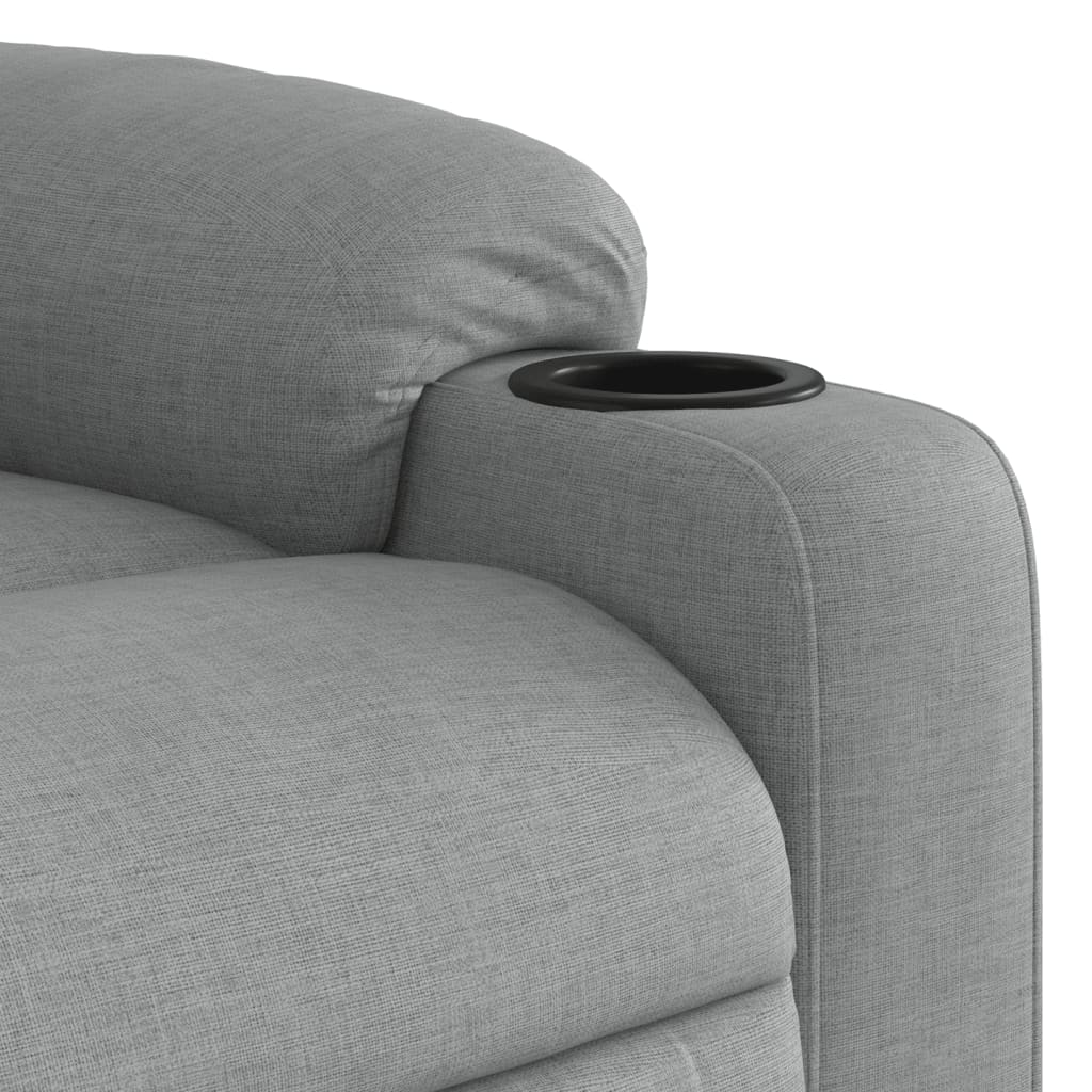 Electric reclining armchair, light grey, fabric