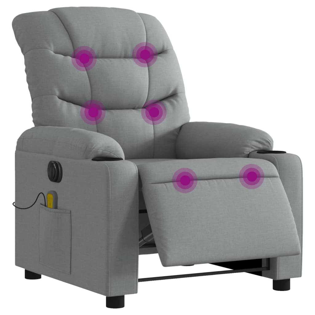 Electric massage armchair, light gray, fabric