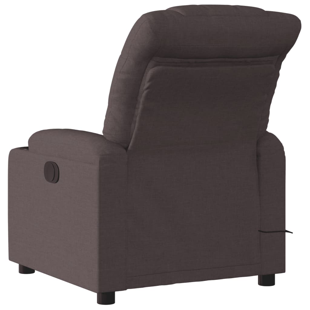 Electric reclining massage chair, dark brown, fabric