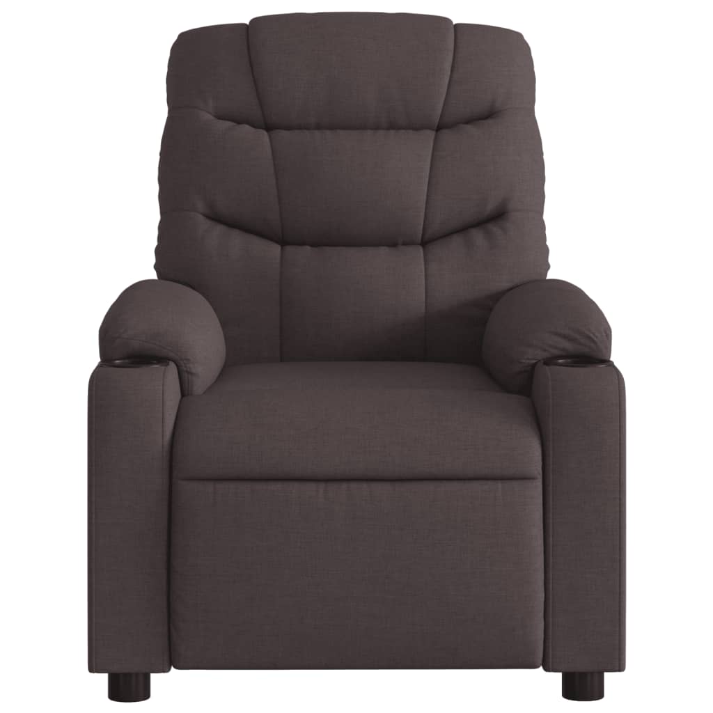 Electric reclining massage chair, dark brown, fabric