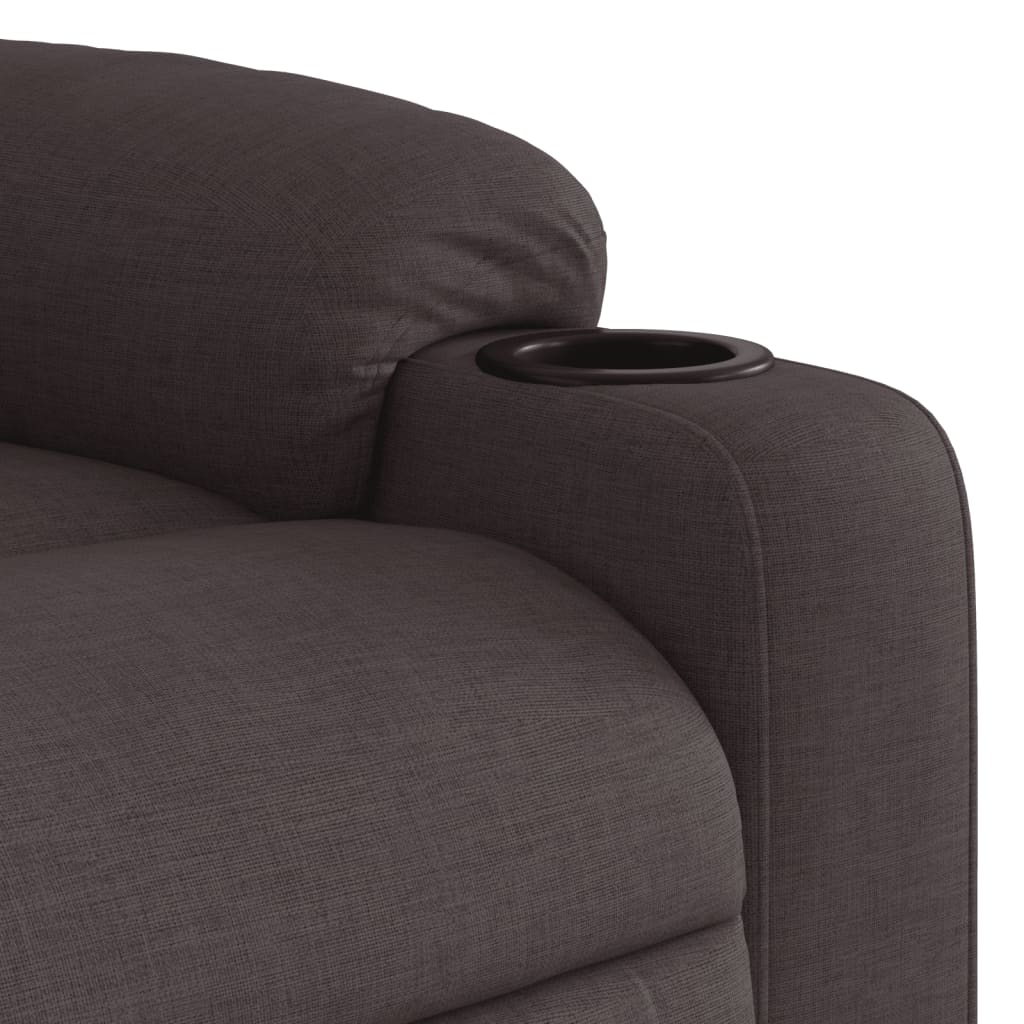 Electric reclining massage chair, dark brown, fabric