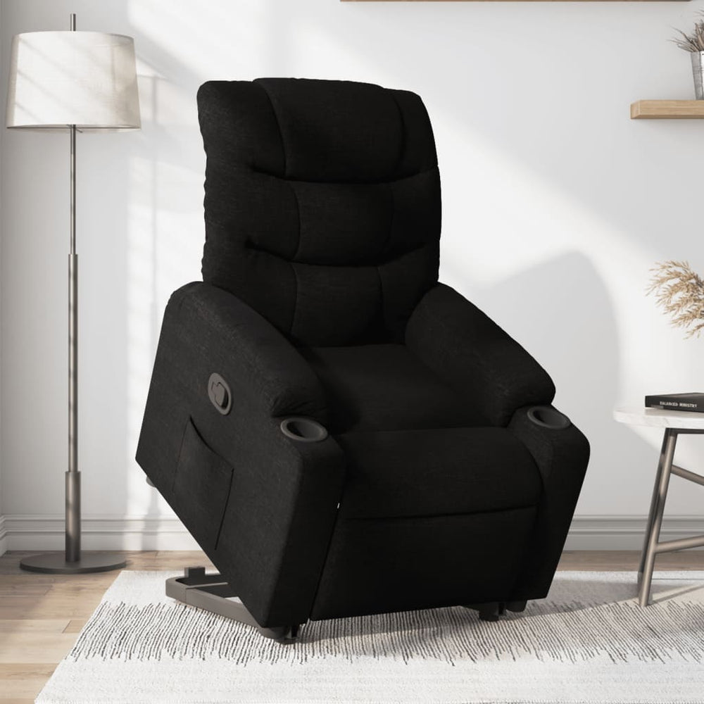 Recliner armchair, black, fabric