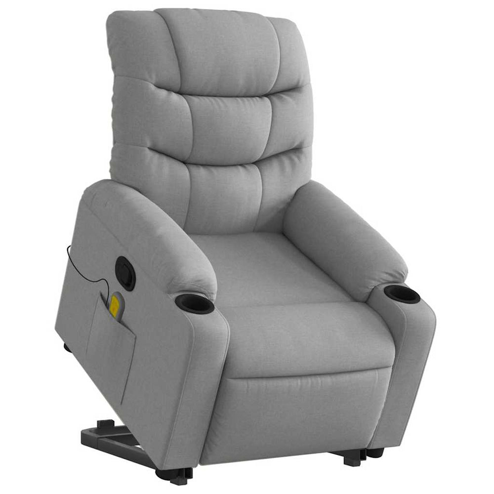 Reclining Massage Chair, Light Grey, Fabric