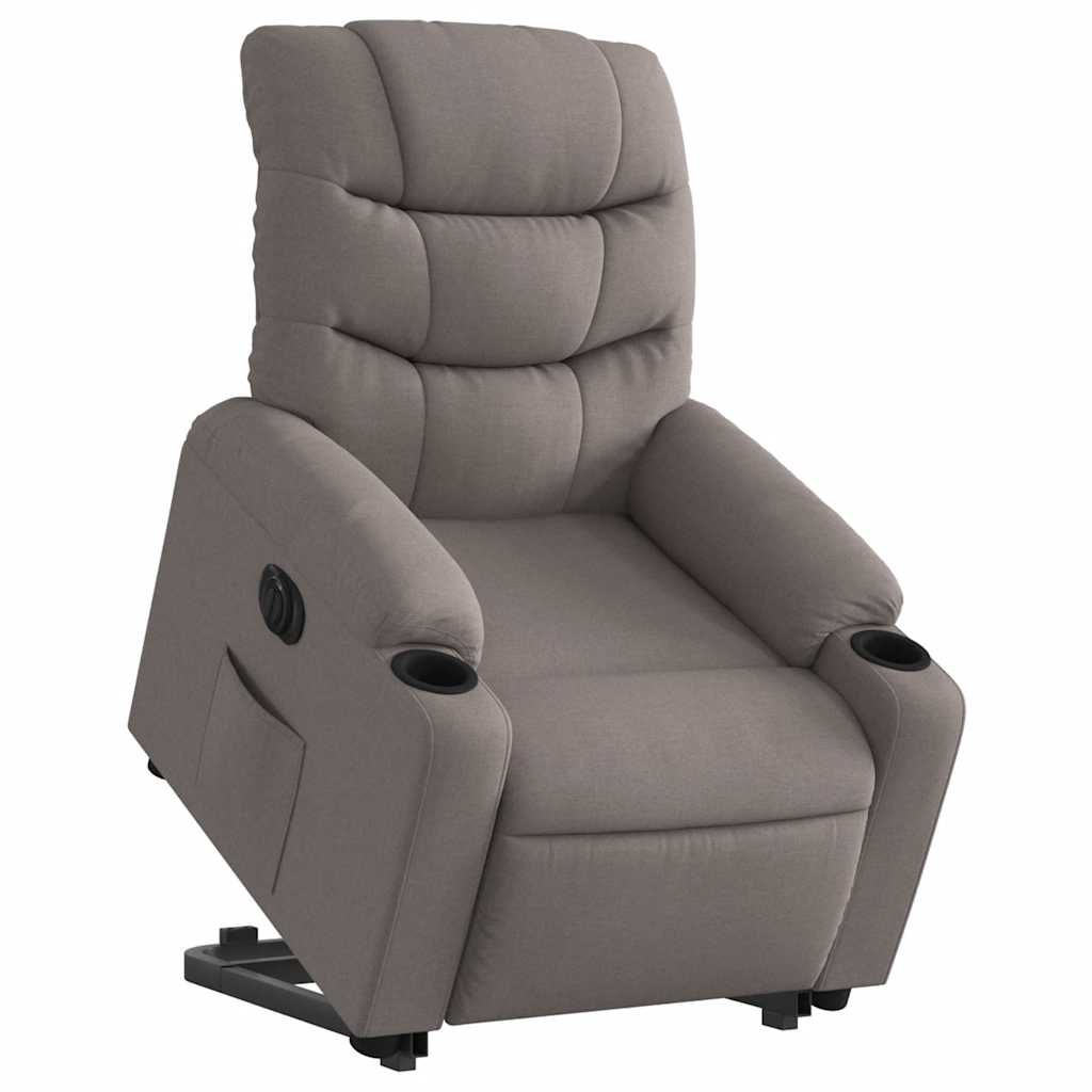Electric recliner lift chair, taupe, fabric