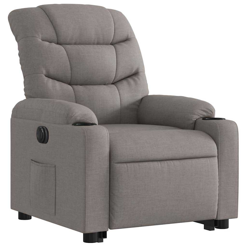 Electric recliner lift chair, taupe, fabric