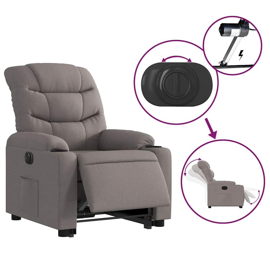 Electric recliner lift chair, taupe, fabric