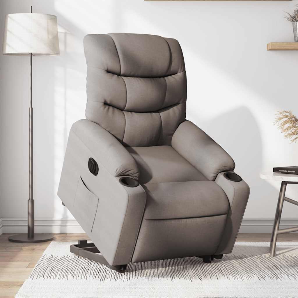 Electric recliner lift chair, taupe, fabric