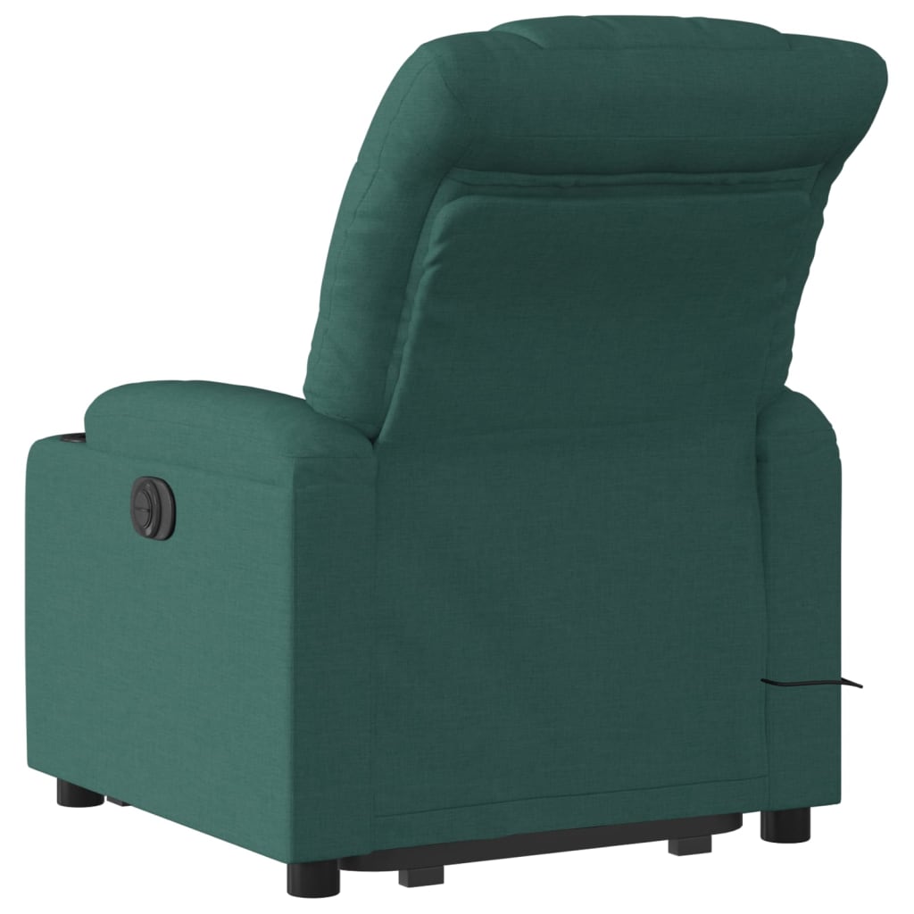 Recliner massage chair, dark green, fabric