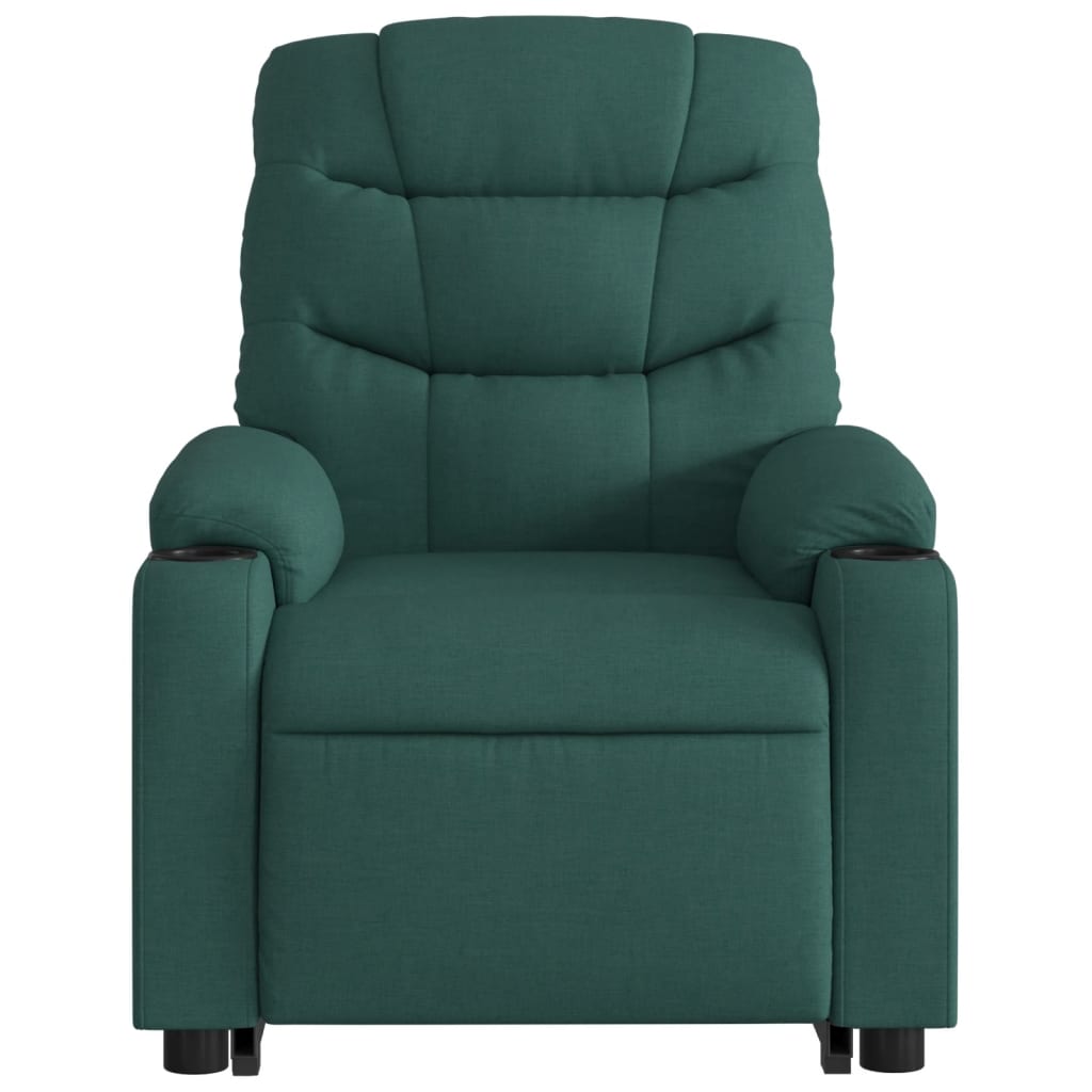 Recliner massage chair, dark green, fabric