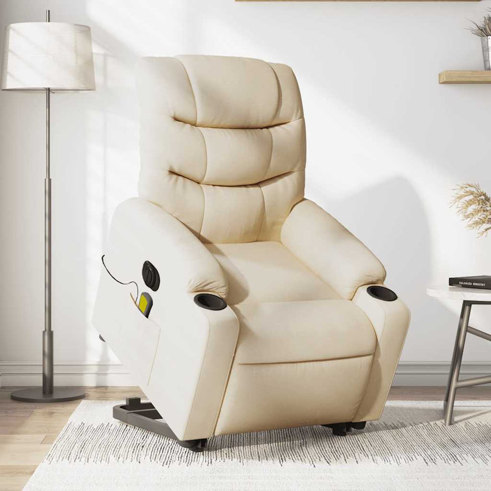 Electric reclining massage chair, cream, fabric