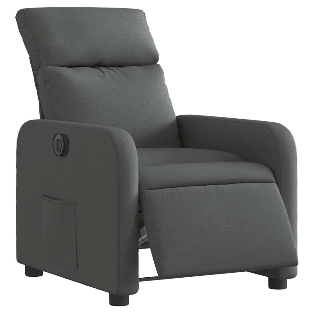 Electric recliner, dark grey, fabric