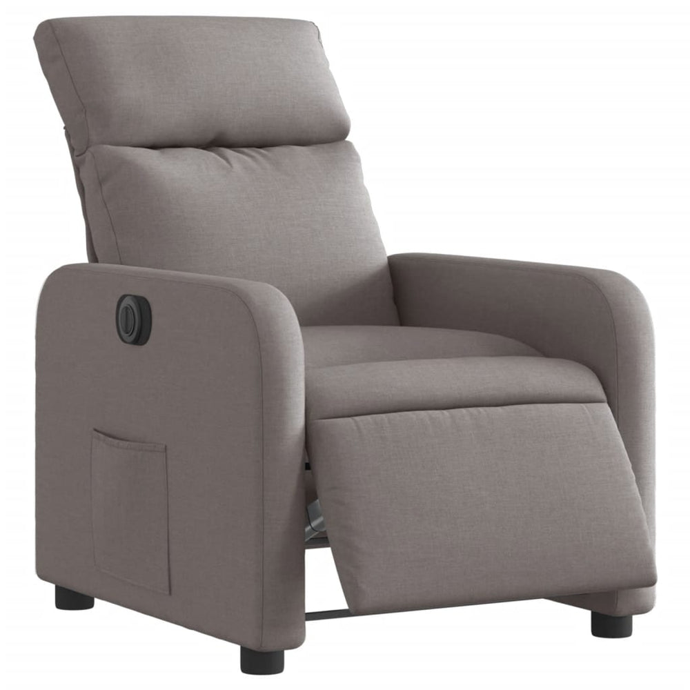 Electric recliner, taupe, fabric