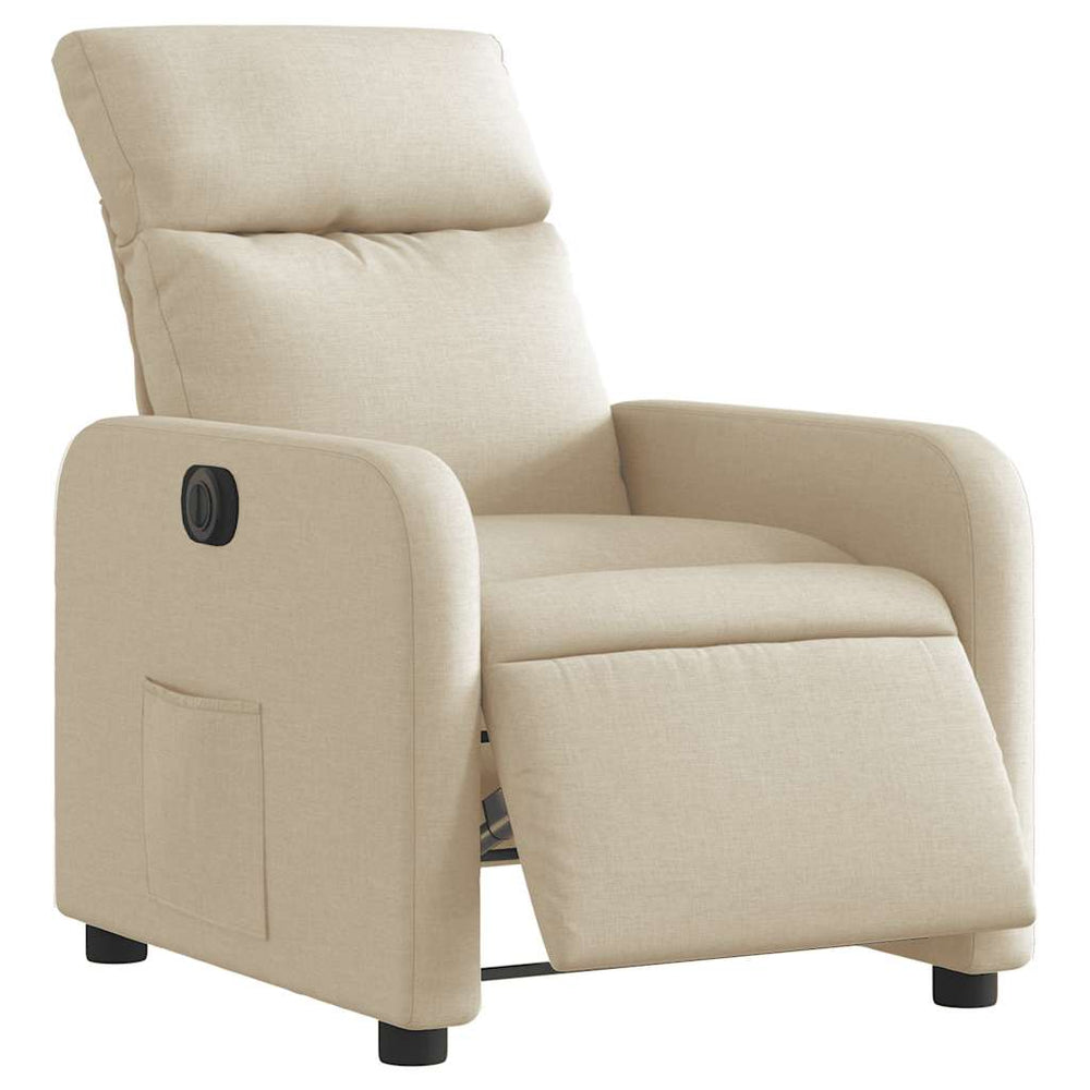 Electric reclining armchair, cream, fabric