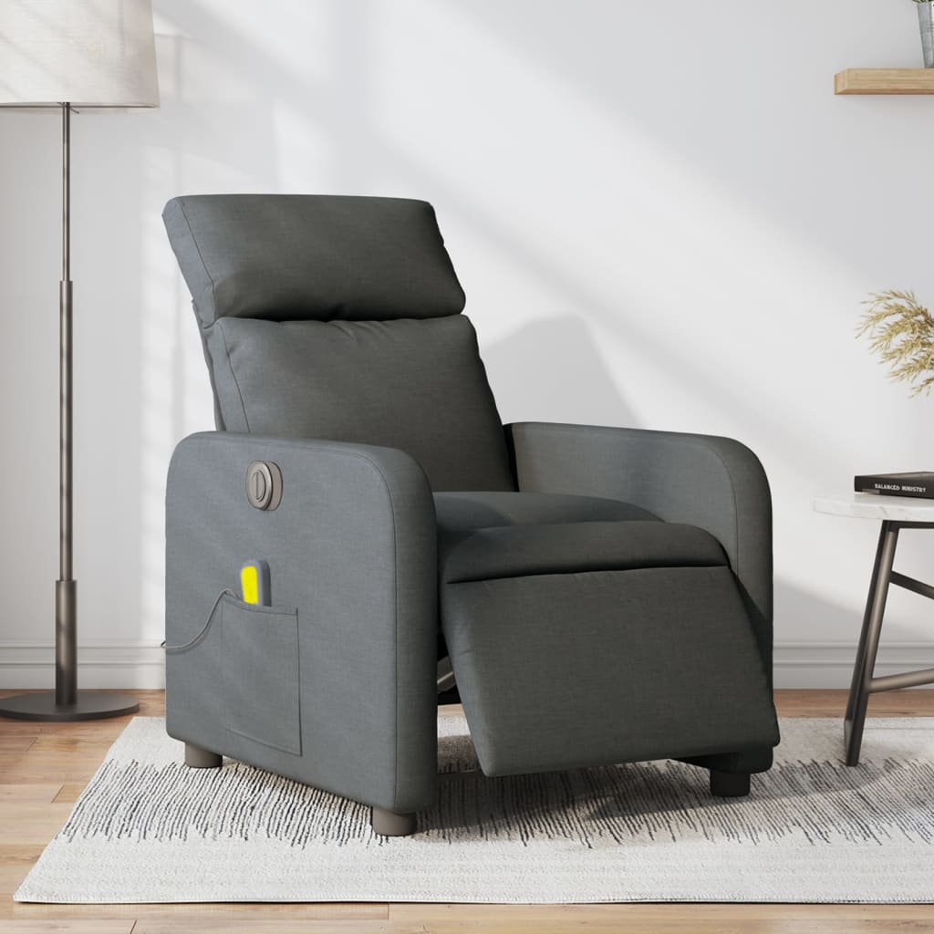 Electric massage chair, dark grey, fabric