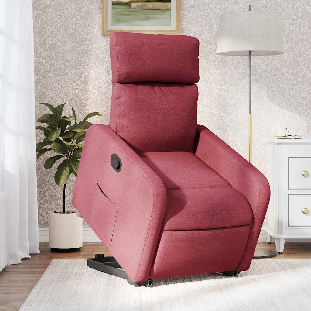 Stand-up recliner, wine red, fabric