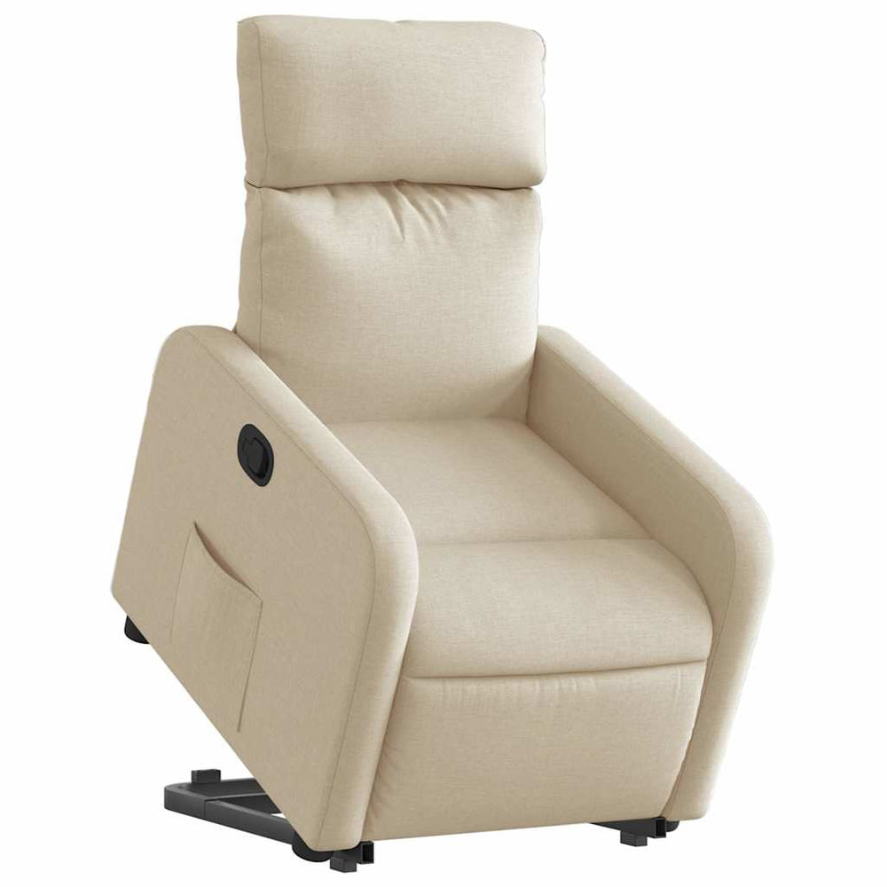 Recliner with stand-up assist, cream, fabric