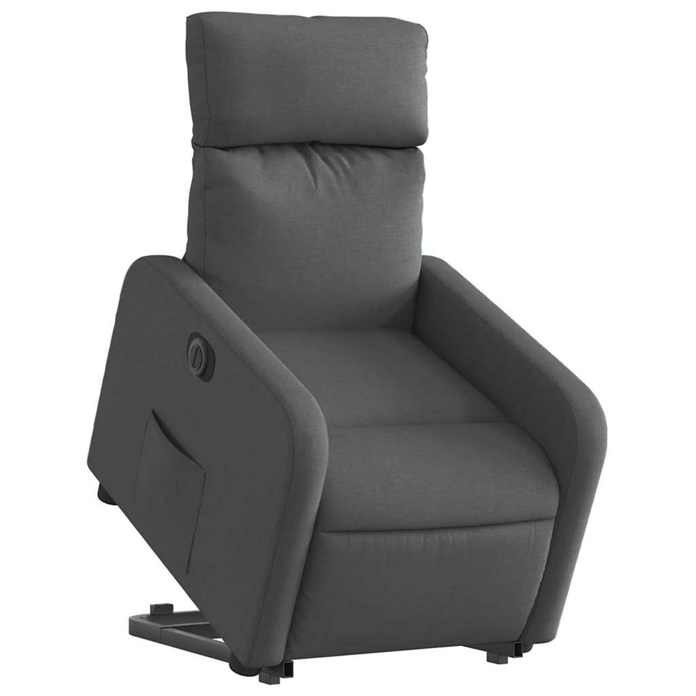 Reclining stand-up armchair, dark grey, fabric