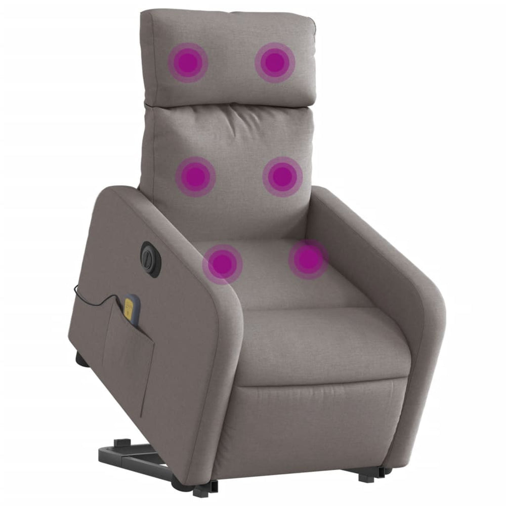 Reclining electric massage chair, taupe, fabric