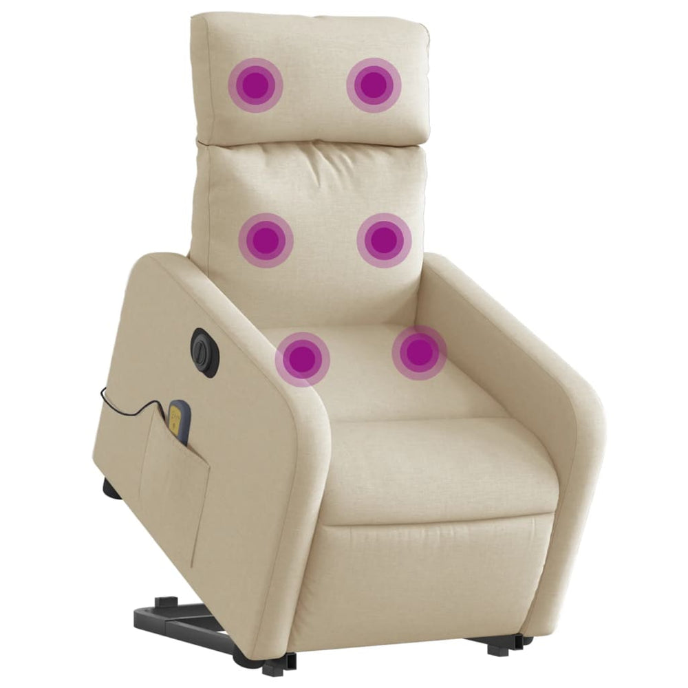 Lift Recliner Massage Chair, cream, fabric