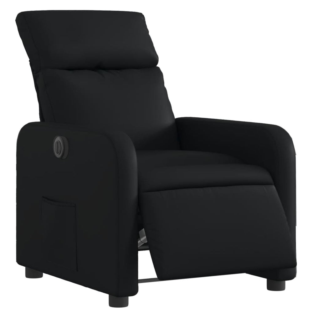 Electric reclining armchair, black, artificial leather