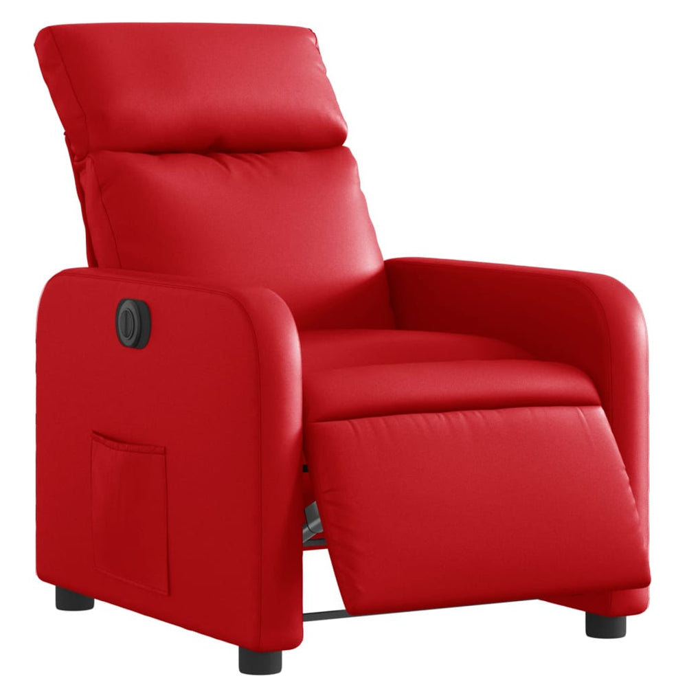 Electric reclining armchair, red, artificial leather