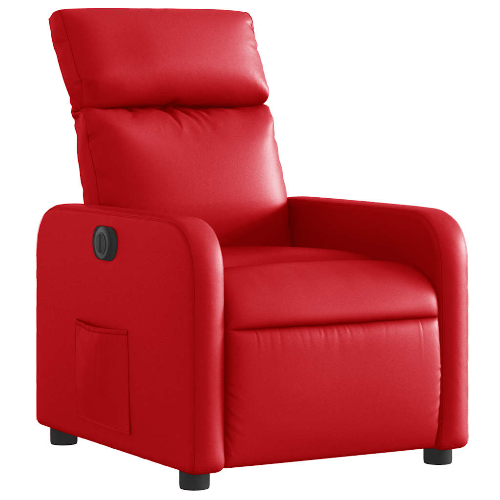 Electric reclining armchair, red, artificial leather