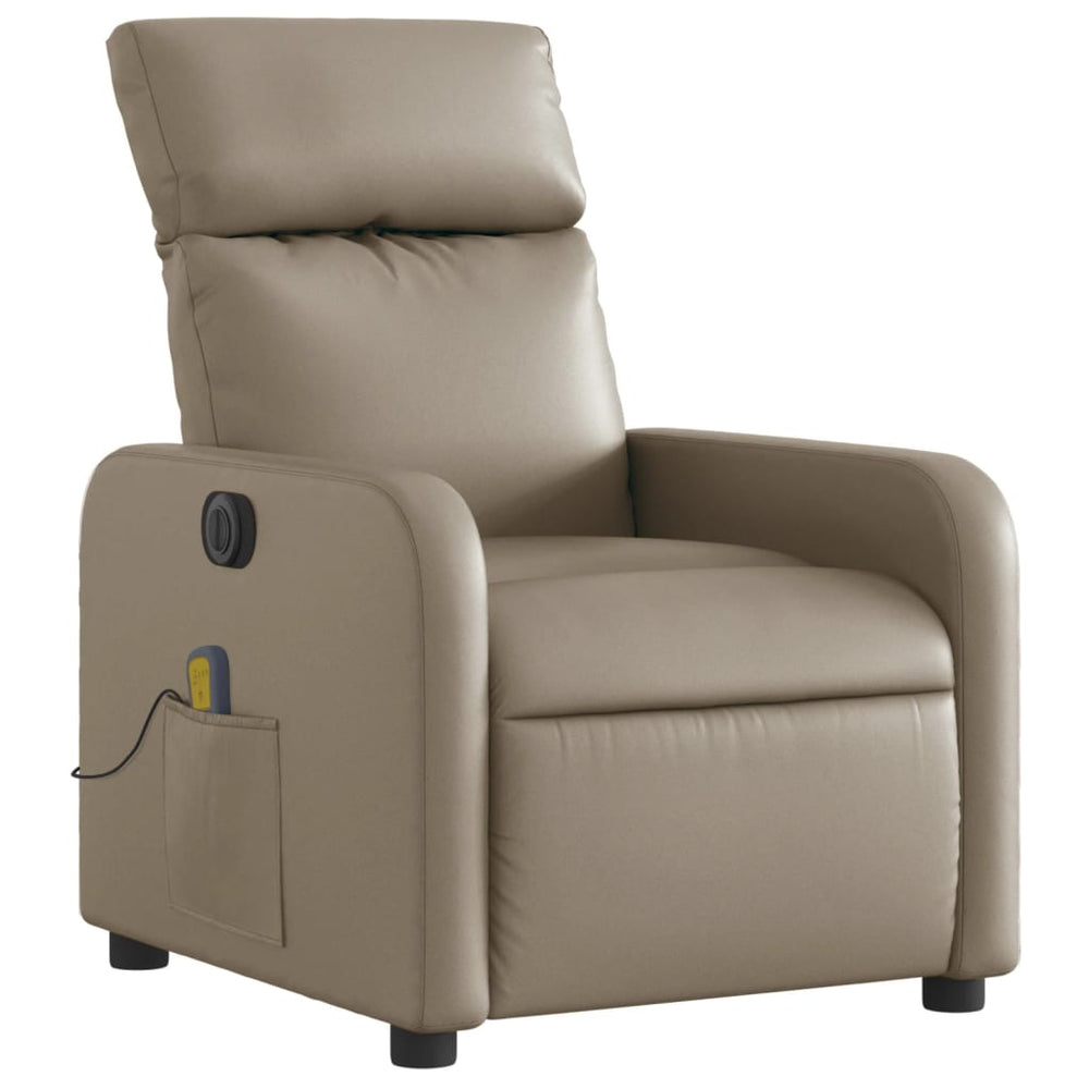 Electric reclining massage chair, cappuccino, faux leather