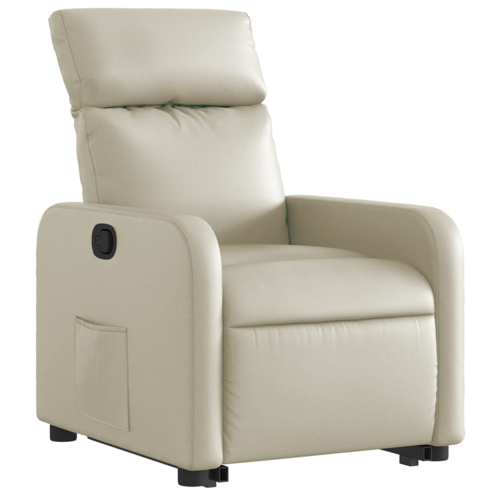 Reclining stand-up chair, cream, faux leather