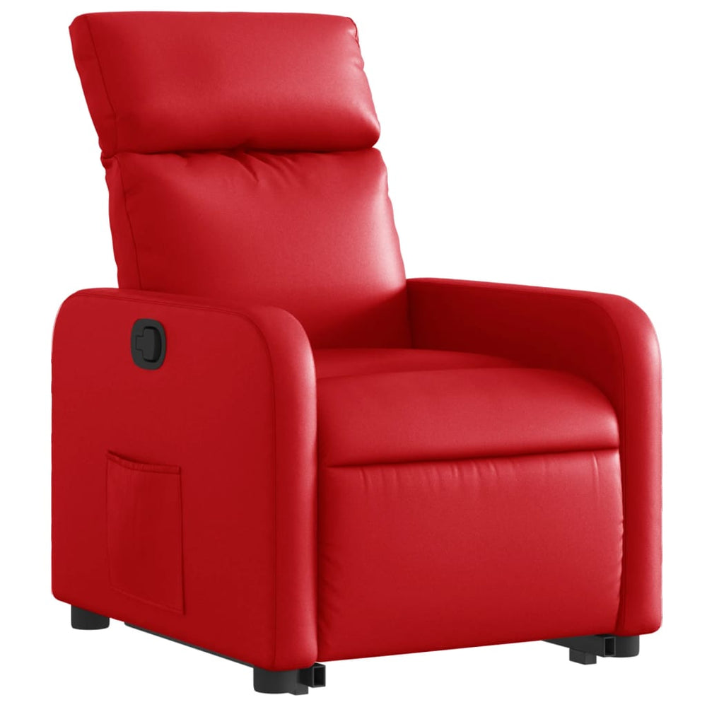 Recliner, red, faux leather