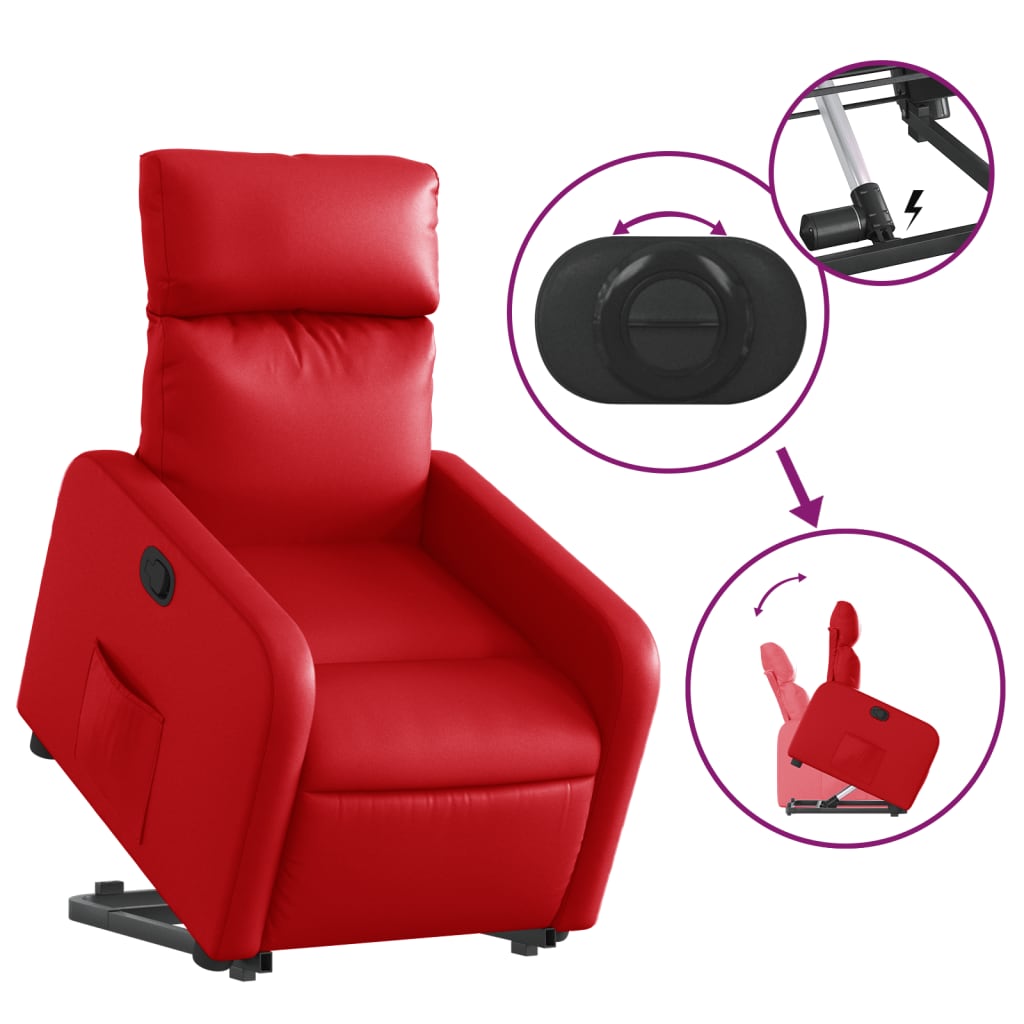 Recliner, red, faux leather