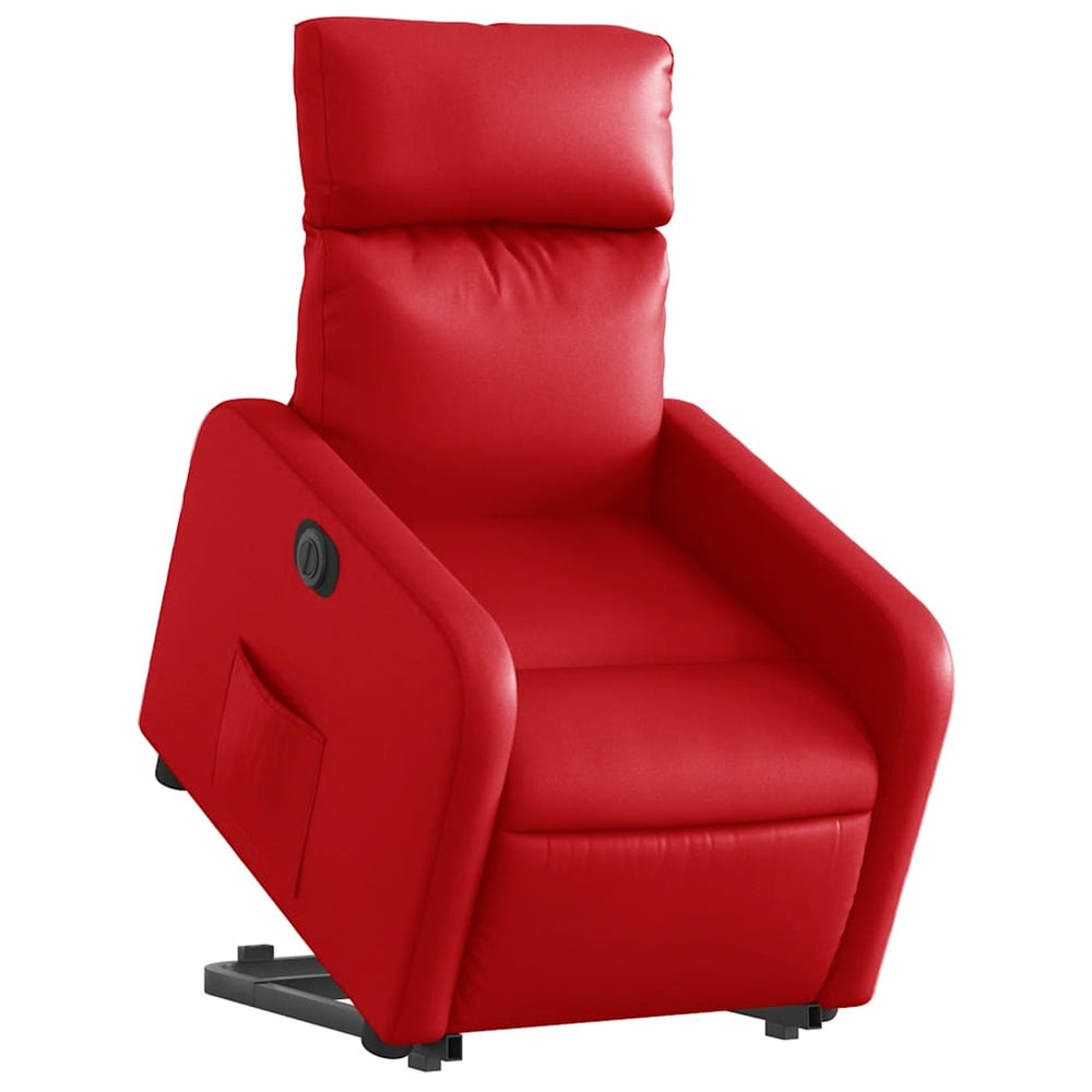 Electric stand-up recliner, red, artificial leather