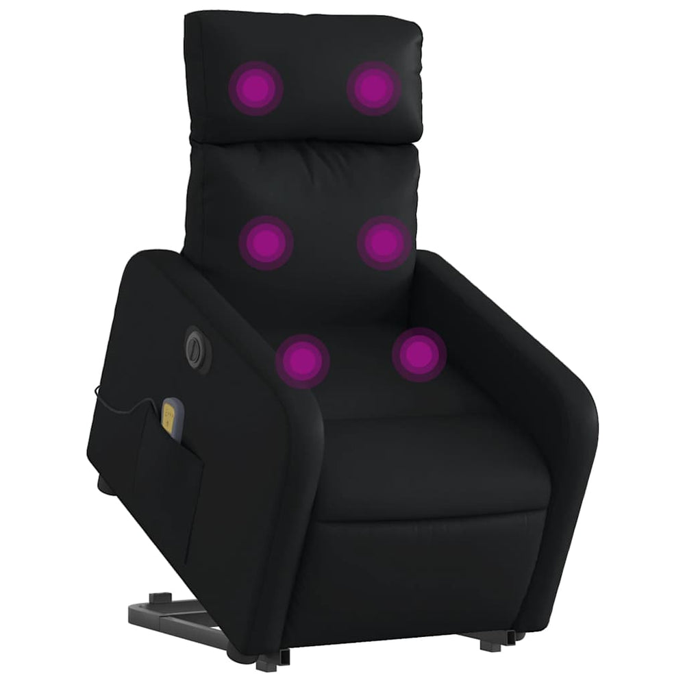 Recliner massage chair, black, faux leather