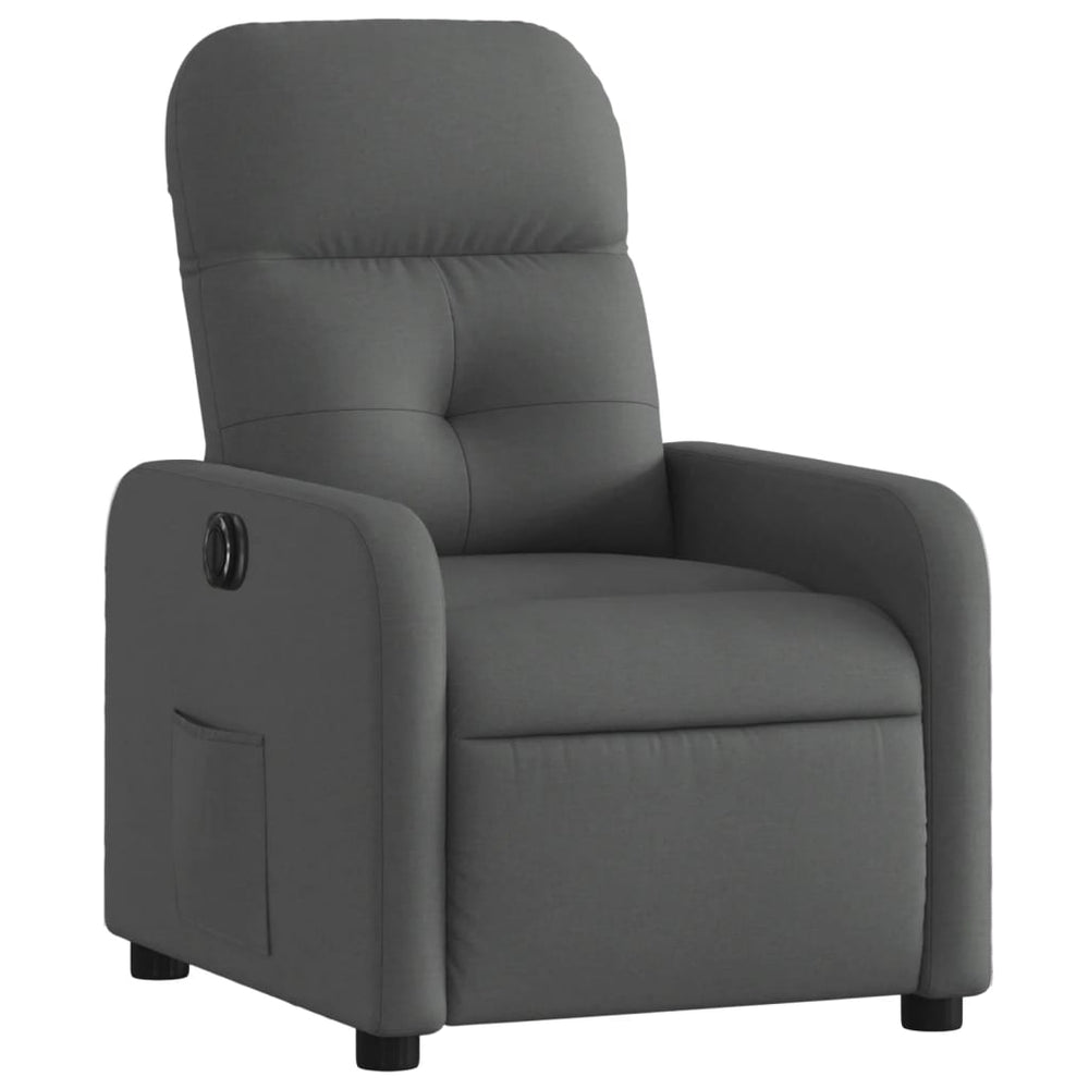 Electric recliner, dark grey, fabric
