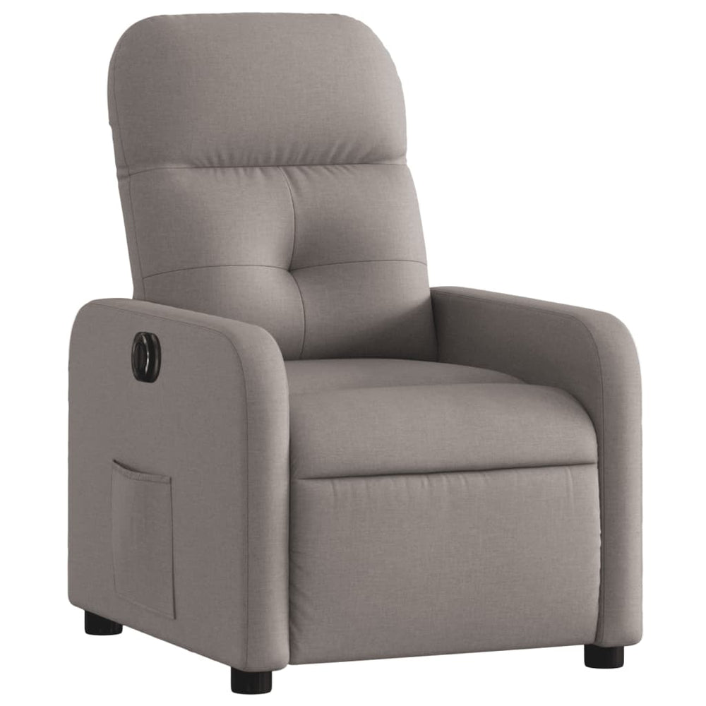 Electric recliner, taupe, fabric