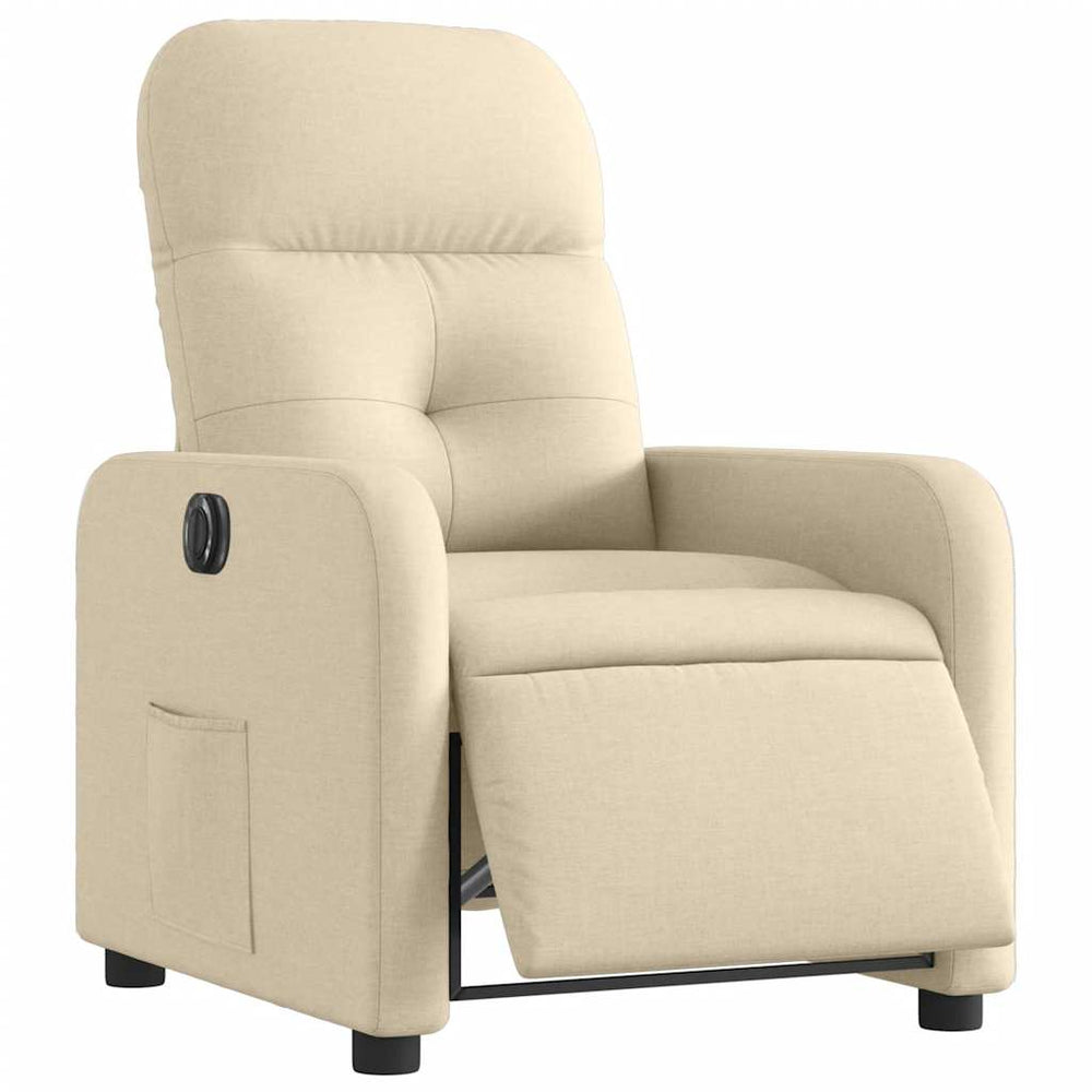 Electric reclining armchair, cream, fabric